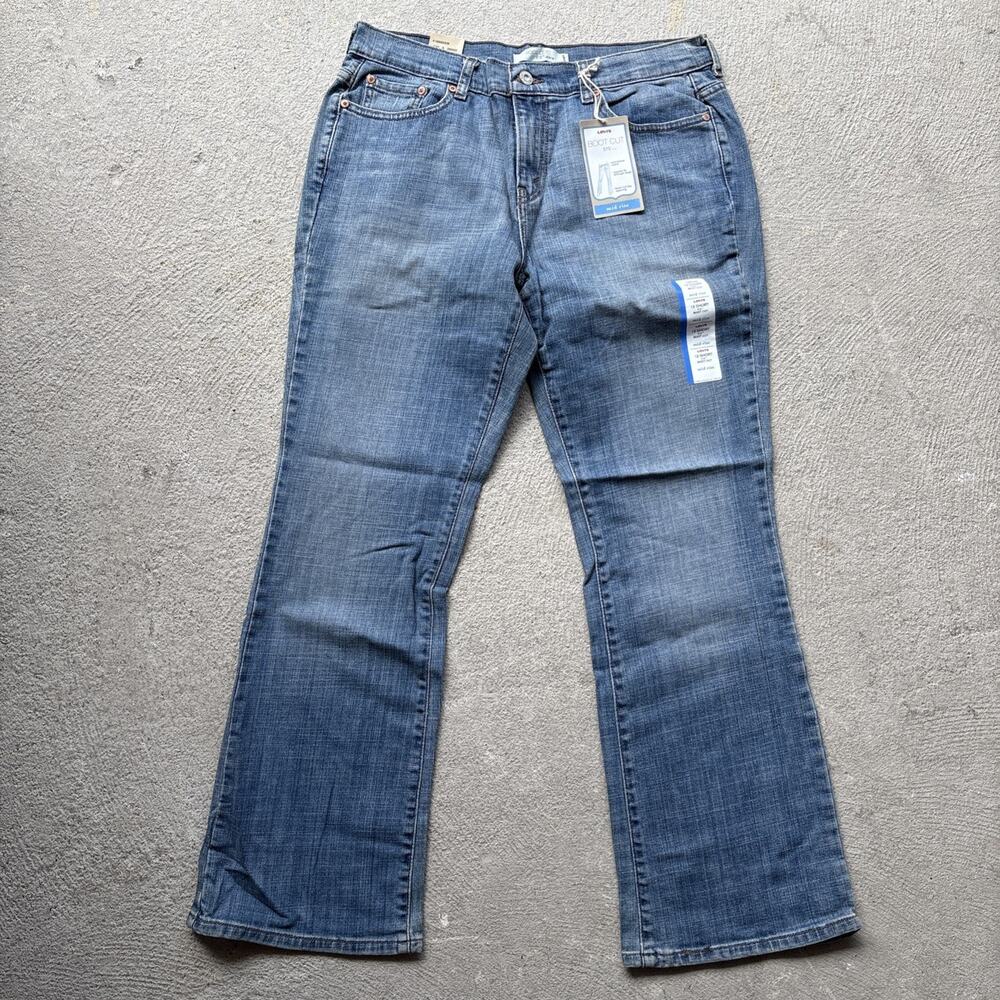 New Levi's 515 Jeans Womens 12 Short Stretch Mid Rise Boot Cut Med Wash Y2K NWT